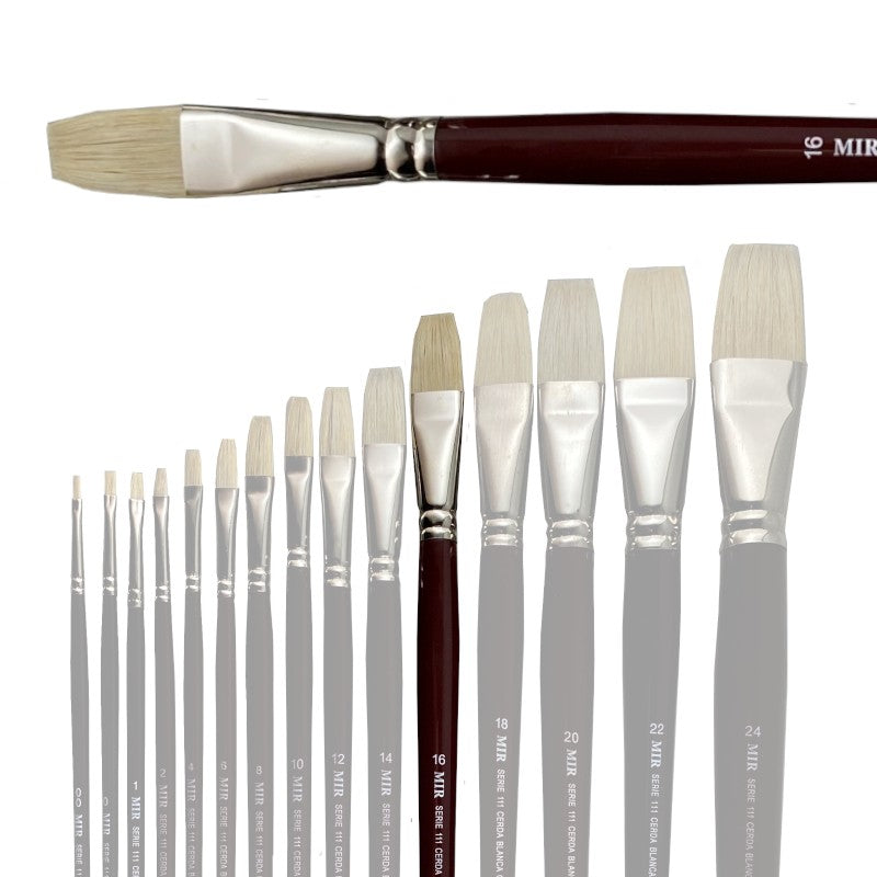Pincel Plano Cerda Blanca MIR Ref. 111 - Óleo (Nº 00-24)
