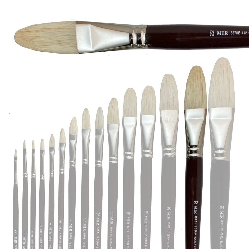 Pincel Lengua de Gato Cerda Blanca MIR Ref. 112 - Óleo (Nº 00-24)