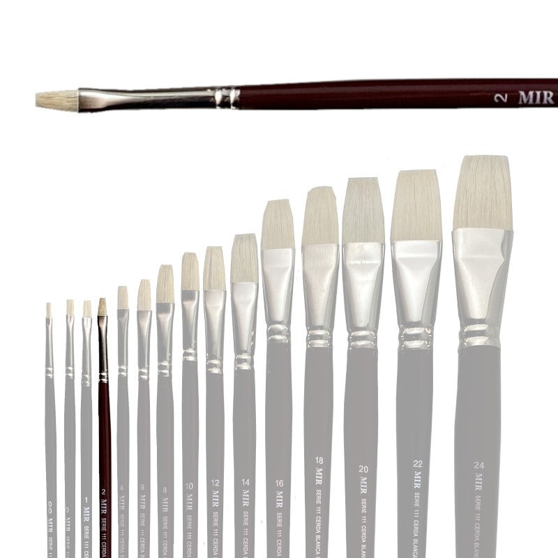 Pincel Plano Cerda Blanca MIR Ref. 111 - Óleo (Nº 00-24)