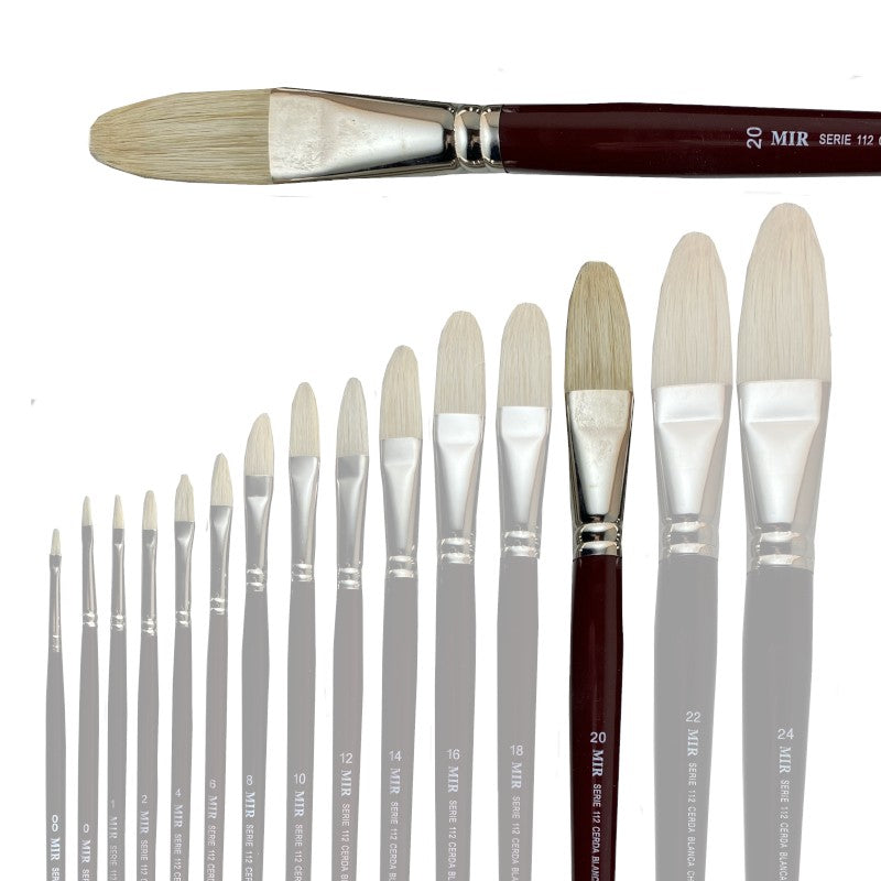 Pincel Lengua de Gato Cerda Blanca MIR Ref. 112 - Óleo (Nº 00-24)