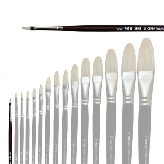 Pincel Lengua de Gato Cerda Blanca MIR Ref. 112 - Óleo (Nº 00-24)