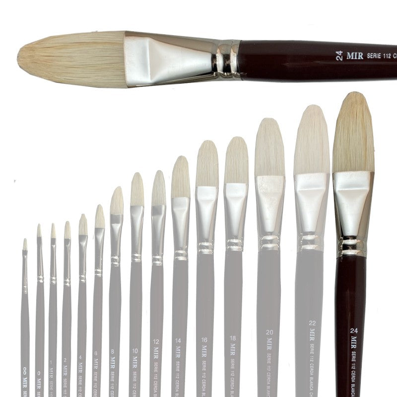 Pincel Lengua de Gato Cerda Blanca MIR Ref. 112 - Óleo (Nº 00-24)