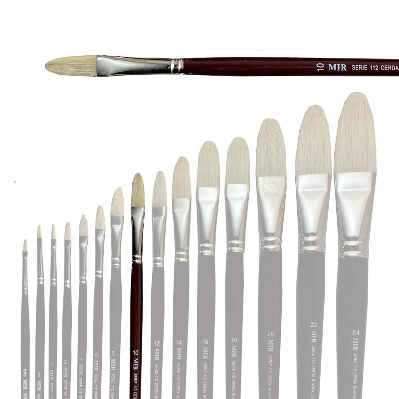 Pincel Lengua de Gato Cerda Blanca MIR Ref. 112 - Óleo (Nº 00-24)