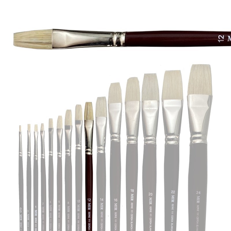 Pincel Plano Cerda Blanca MIR Ref. 111 - Óleo (Nº 00-24)