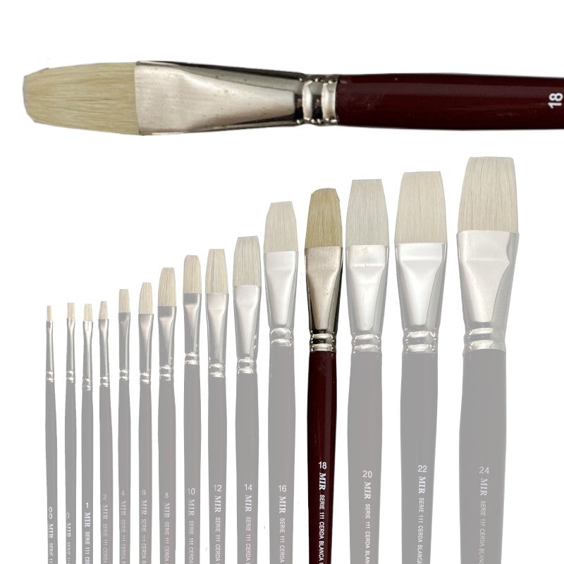 Pincel Plano Cerda Blanca MIR Ref. 111 - Óleo (Nº 00-24)