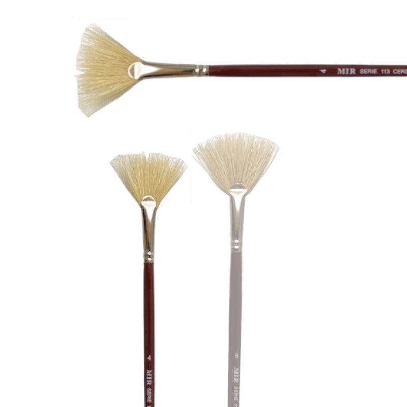 Pincel Abanico Cerda Blanca MIR Ref. 113 - Óleo (Nº 4 y 6)