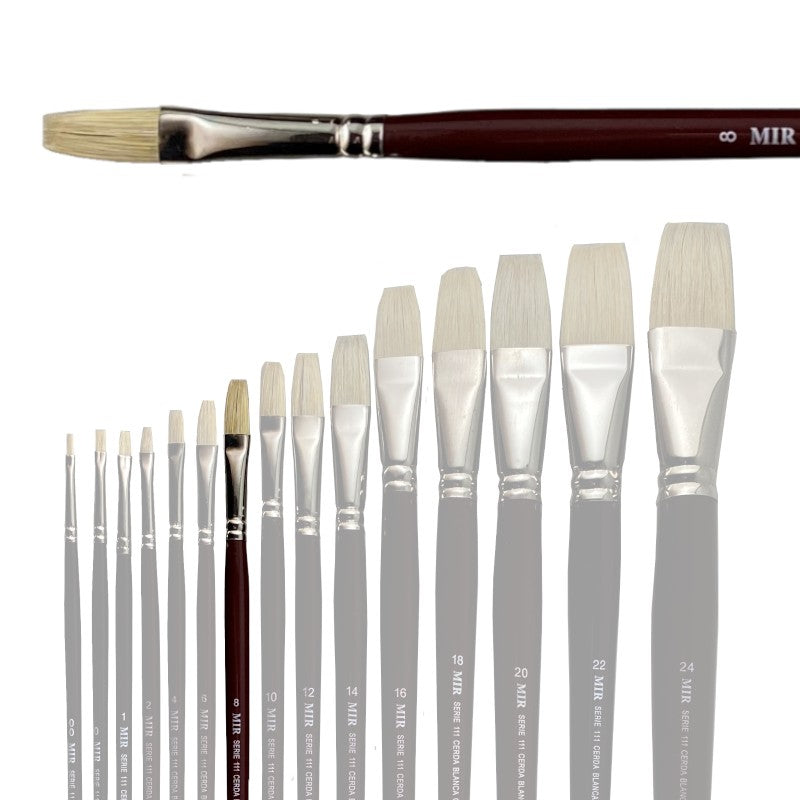 Pincel Plano Cerda Blanca MIR Ref. 111 - Óleo (Nº 00-24)