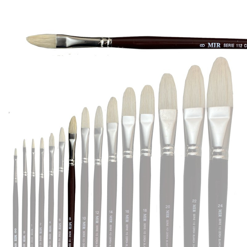Pincel Lengua de Gato Cerda Blanca MIR Ref. 112 - Óleo (Nº 00-24)