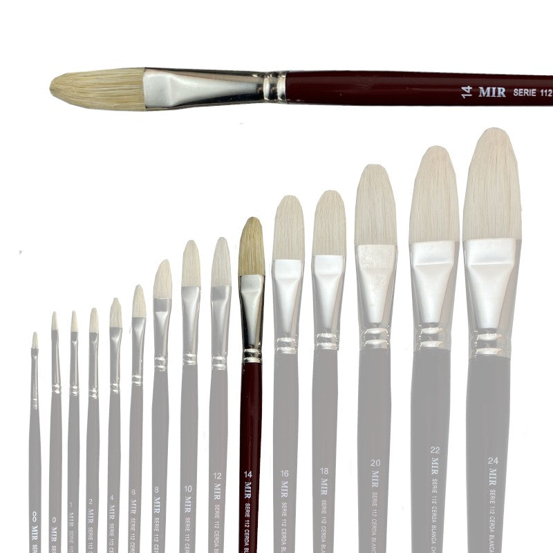 Pincel Lengua de Gato Cerda Blanca MIR Ref. 112 - Óleo (Nº 00-24)