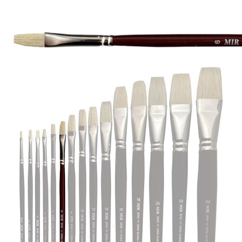 Pincel Plano Cerda Blanca MIR Ref. 111 - Óleo (Nº 00-24)