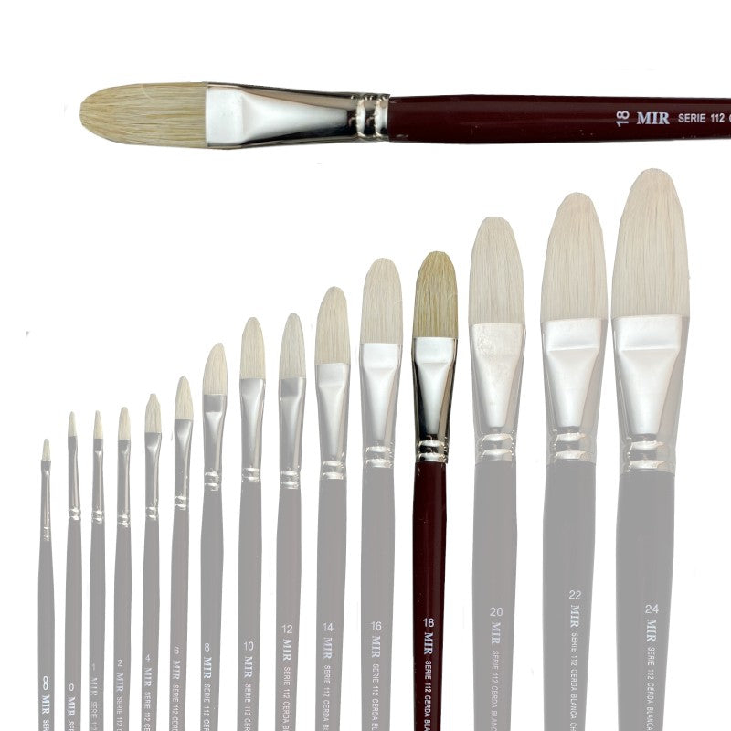 Pincel Lengua de Gato Cerda Blanca MIR Ref. 112 - Óleo (Nº 00-24)