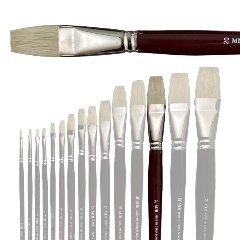 Pincel Plano Cerda Blanca MIR Ref. 111 - Óleo (Nº 00-24)