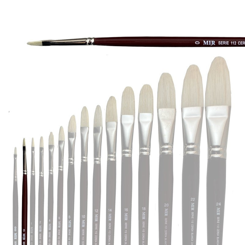 Pincel Lengua de Gato Cerda Blanca MIR Ref. 112 - Óleo (Nº 00-24)