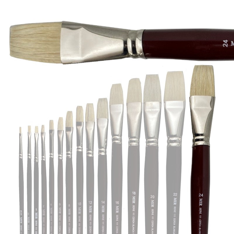 Pincel Plano Cerda Blanca MIR Ref. 111 - Óleo (Nº 00-24)