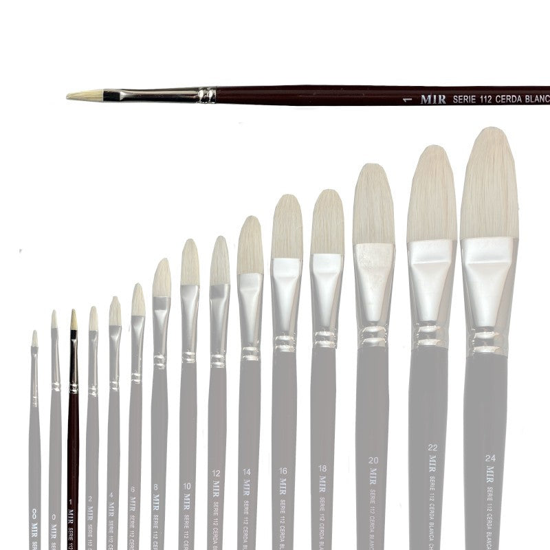 Pincel Lengua de Gato Cerda Blanca MIR Ref. 112 - Óleo (Nº 00-24)