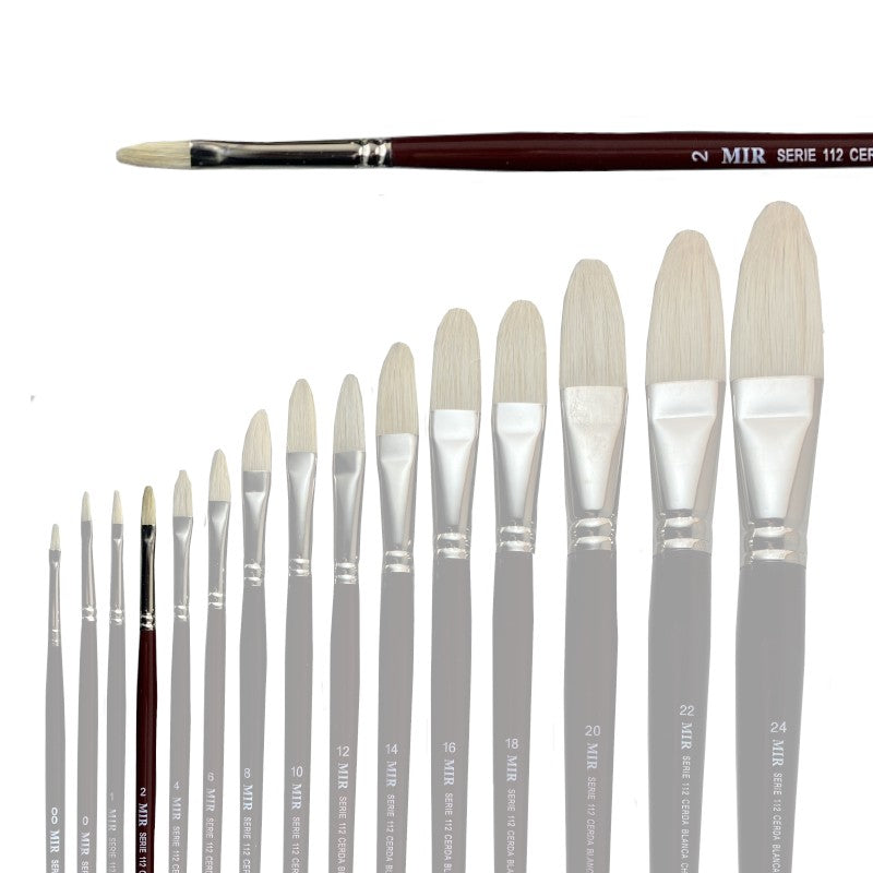 Pincel Lengua de Gato Cerda Blanca MIR Ref. 112 - Óleo (Nº 00-24)