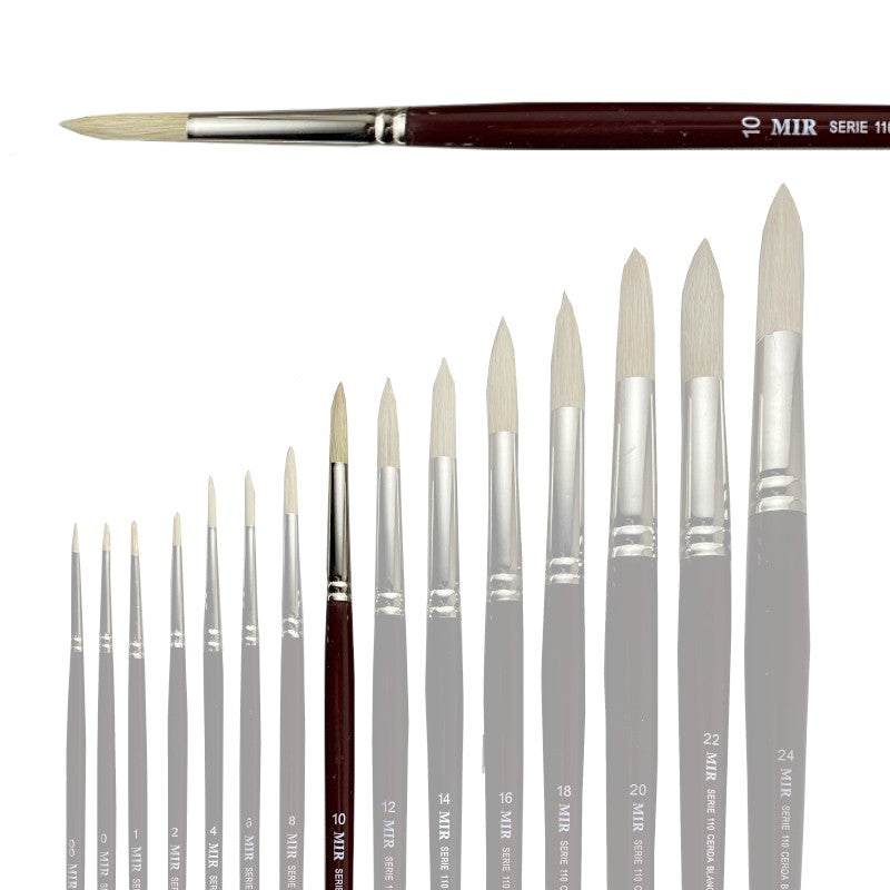 Pincel Redondo Cerda Blanca MIR Ref. 110 - Óleo (Nº 00-24)