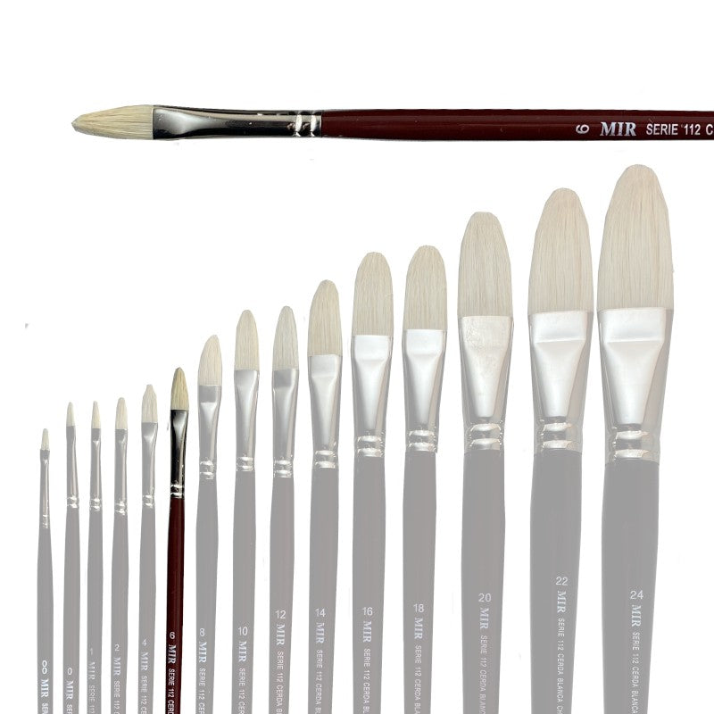 Pincel Lengua de Gato Cerda Blanca MIR Ref. 112 - Óleo (Nº 00-24)