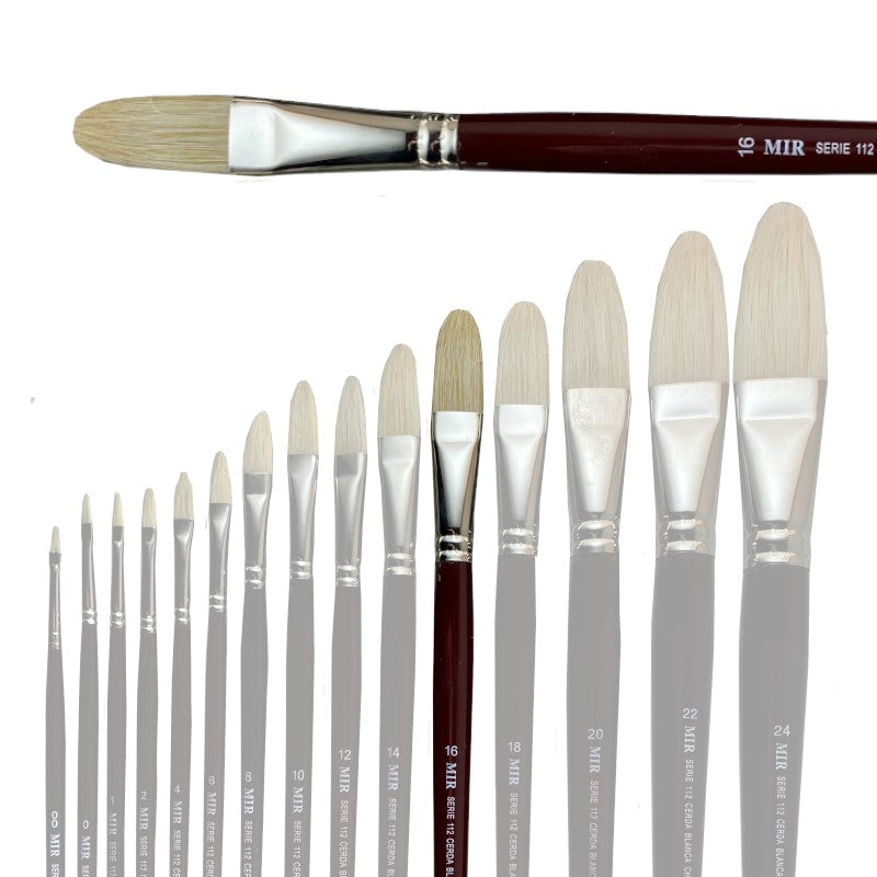 Pincel Lengua de Gato Cerda Blanca MIR Ref. 112 - Óleo (Nº 00-24)