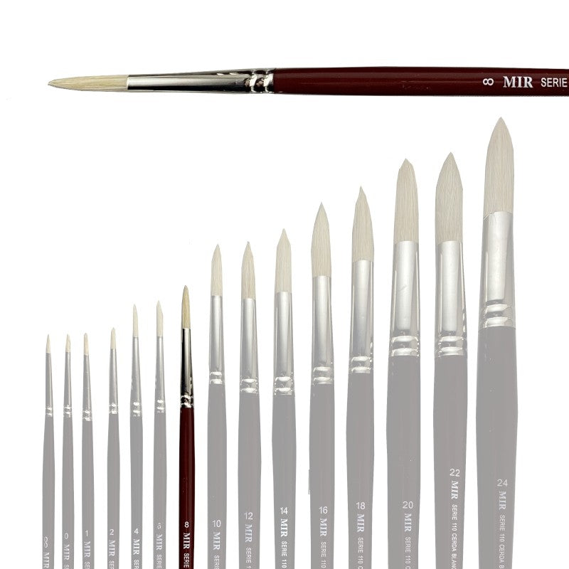 Pincel Redondo Cerda Blanca MIR Ref. 110 - Óleo (Nº 00-24)