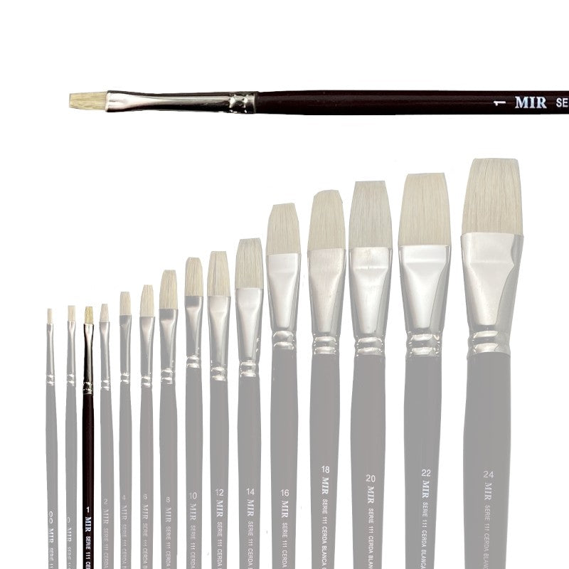 Pincel Plano Cerda Blanca MIR Ref. 111 - Óleo (Nº 00-24)