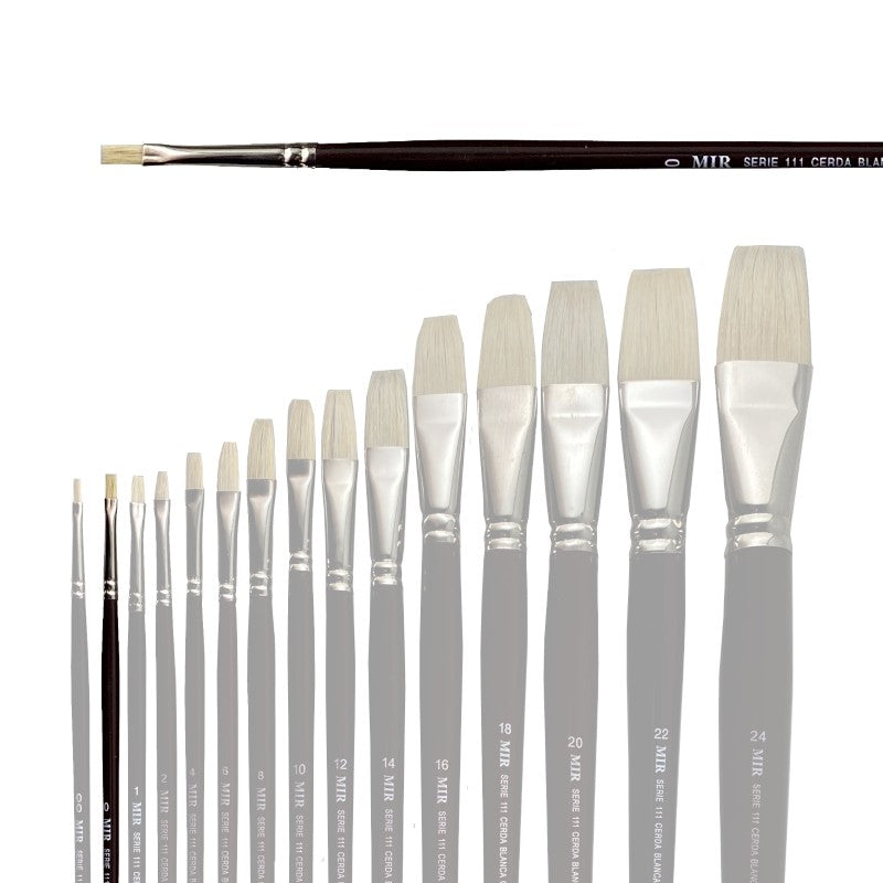 Pincel Plano Cerda Blanca MIR Ref. 111 - Óleo (Nº 00-24)